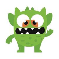 Cute Scary Green Monster Mascot Cartoon Character with Happy Expression vector