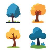 Set of Colorful Trees Ecology Nature Environment in Forest vector