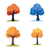 Set of Colorful Trees Eco Nature Environment in Forest vector