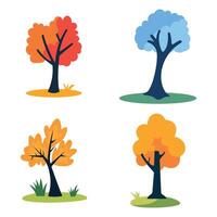 Set of Colorful Trees Eco Ecology Nature Environment in Jungle vector