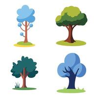 Set of Colorful Trees Eco Ecology Nature Environment in Forest vector