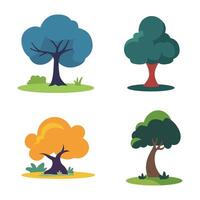 Set of Colorful Trees Nature Environment in Forest vector