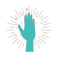 Open Hand with Shine Sparkling Decoration as Peace Symbol vector
