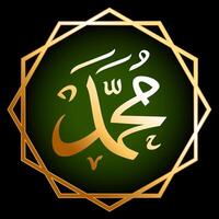 Islamic Calligraphy Name Prophet Muhammad Mohammad in Arabic calligraphy on abstract light background vector
