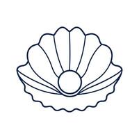 Seashell with Pearl Line art Illustration vector
