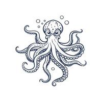 A sleek and stylish drawing of an octopus vector