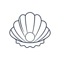 Open Shell with Pearl Drawing vector