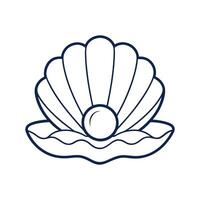 Open Clamshell with Precious Pearl outline vector