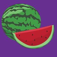 full and half watermelon flat design fresh fruit vector