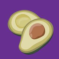avocado with seed and with no seed flat design fresh fruit vector