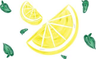 Hand Drawing Watercolor Illustration of Floating Lemon Slices. vector