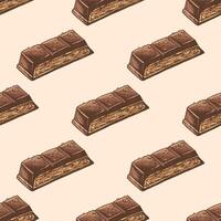 Colored Seamless pattern of chocolate bar sketch vector