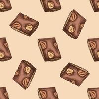 Colored Seamless pattern of chocolate nougat sketch vector
