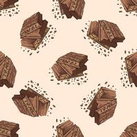 Colored Seamless pattern of chocolate sketch with crumbs vector