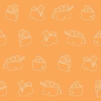 Outline Collection of Wallet Seamless Pattern illustration for Print, Wallpaper, Decoration. vector