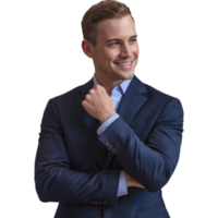 Man in a suit is smiling and looking at the camera png