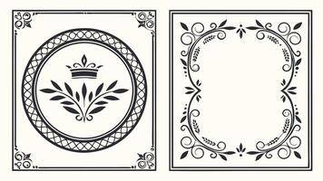 Two ornate frames with a crown and a crown vector