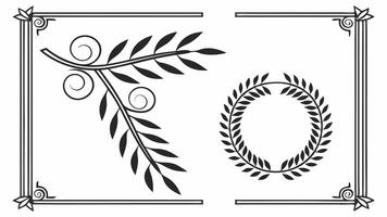 A set of decorative frames and laurel wreaths vector