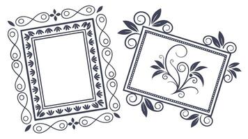 two frames with decorative designs on them vector