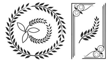 A set of decorative designs with leaves and vines vector