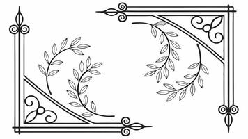 Two decorative brackets with leaves and vines vector
