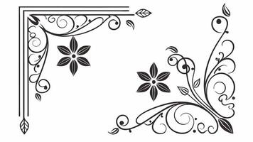 Decorative corner design with flowers and leaves vector