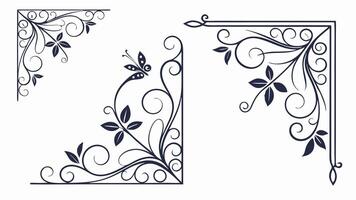 Corner design with butterfly and flowers vector