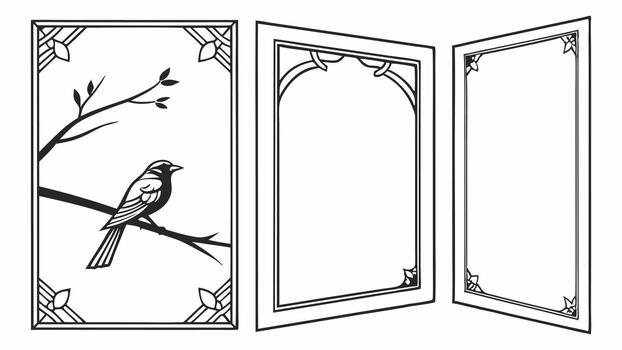 Three different frames with birds on them vector