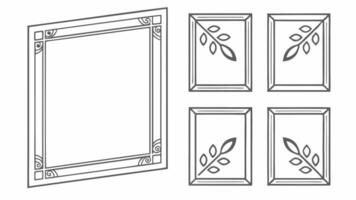 A drawing of a window with a leaf and a leaf on it vector