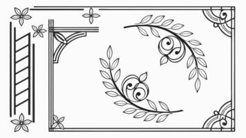 A drawing of a decorative frame with leaves and flowers vector