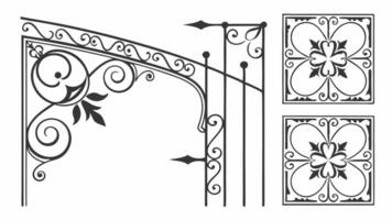 An ornamental gate and a decorative window vector