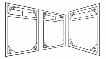 Three windows with decorative designs vector