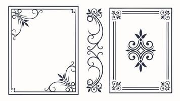 Decorative frame with scroll and floral design vector
