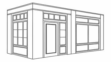 A line drawing of a small building vector