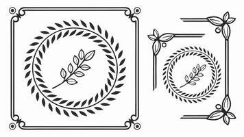 A set of four decorative frames with leaves vector