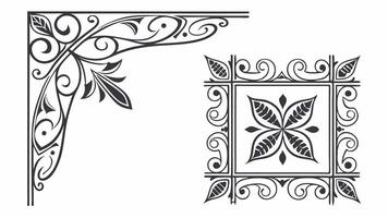 A set of decorative elements, including a frame and a corner vector