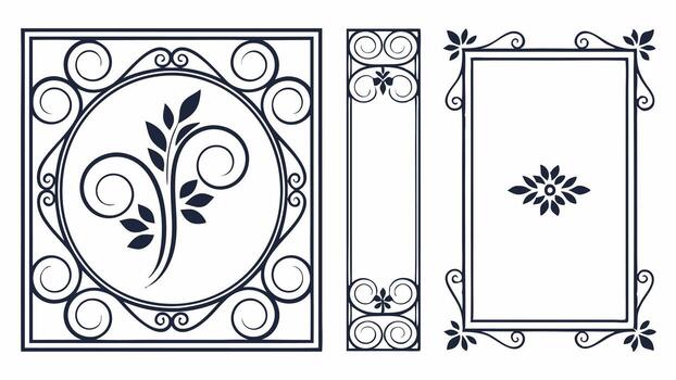 un conjunto de decorativo marcos y decorativo elementos vector