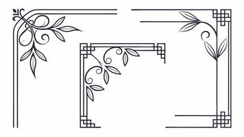 Four decorative frames with leaves and vines vector