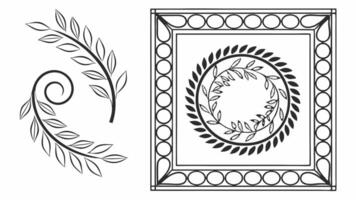 A frame and a wreath with leaves and vines vector