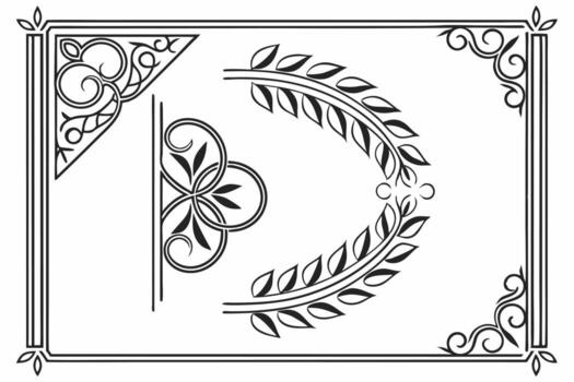 A decorative frame with a leaf and a wreath vector