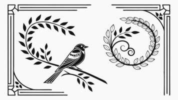 Bird and wreath frame, illustration vector