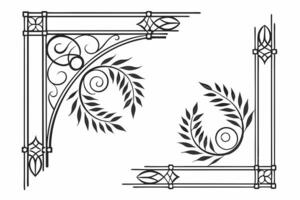 Two decorative brackets with leaves and vines vector