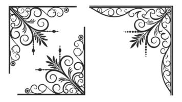 Two ornate frames with swirls and leaves vector
