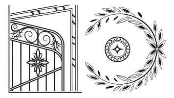 A drawing of a door and a window vector