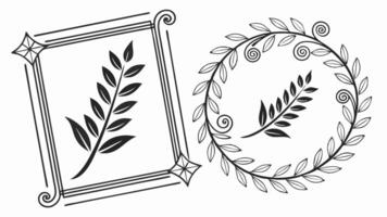 A frame with leaves and a frame with a leaf vector