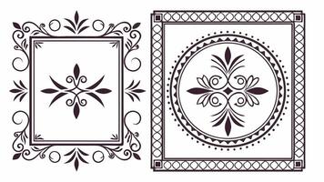Two ornate frames with decorative designs vector