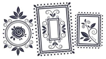 Four frames with ornate designs and flowers vector