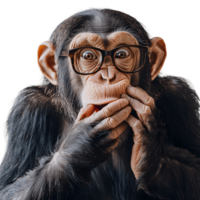 Monkey wearing glasses is looking at the camera with a surprised expression png