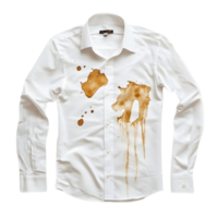 Man's shirt is covered in coffee stains png