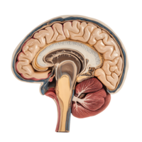 Model of a brain with a red and white section png